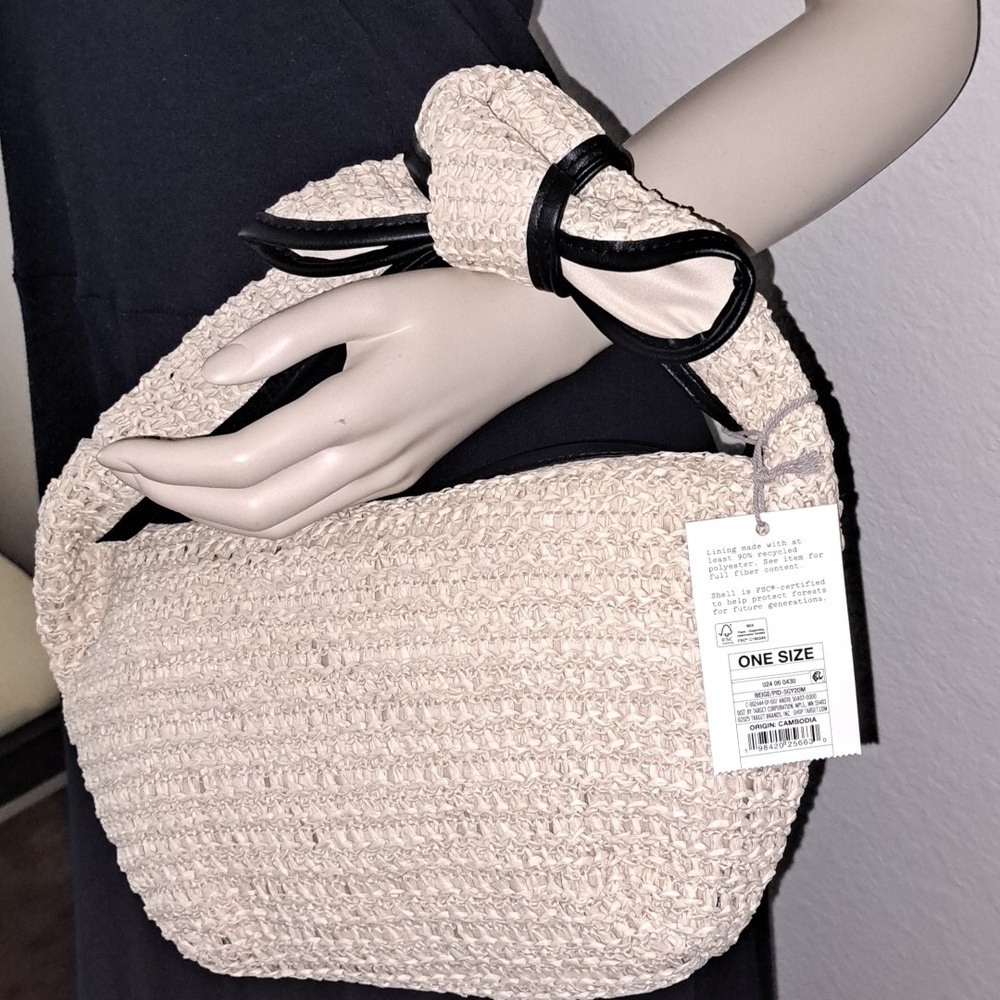 Straw Bow Bag Clutch- Beige - Picture 4 of 7